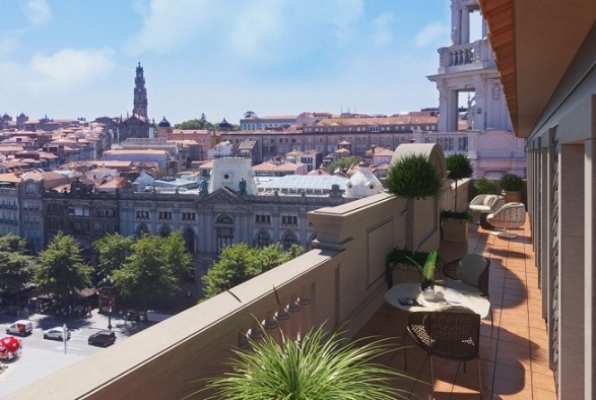 Pisos modernos con balcón o terraza, en el centro de Oporto, Portugal