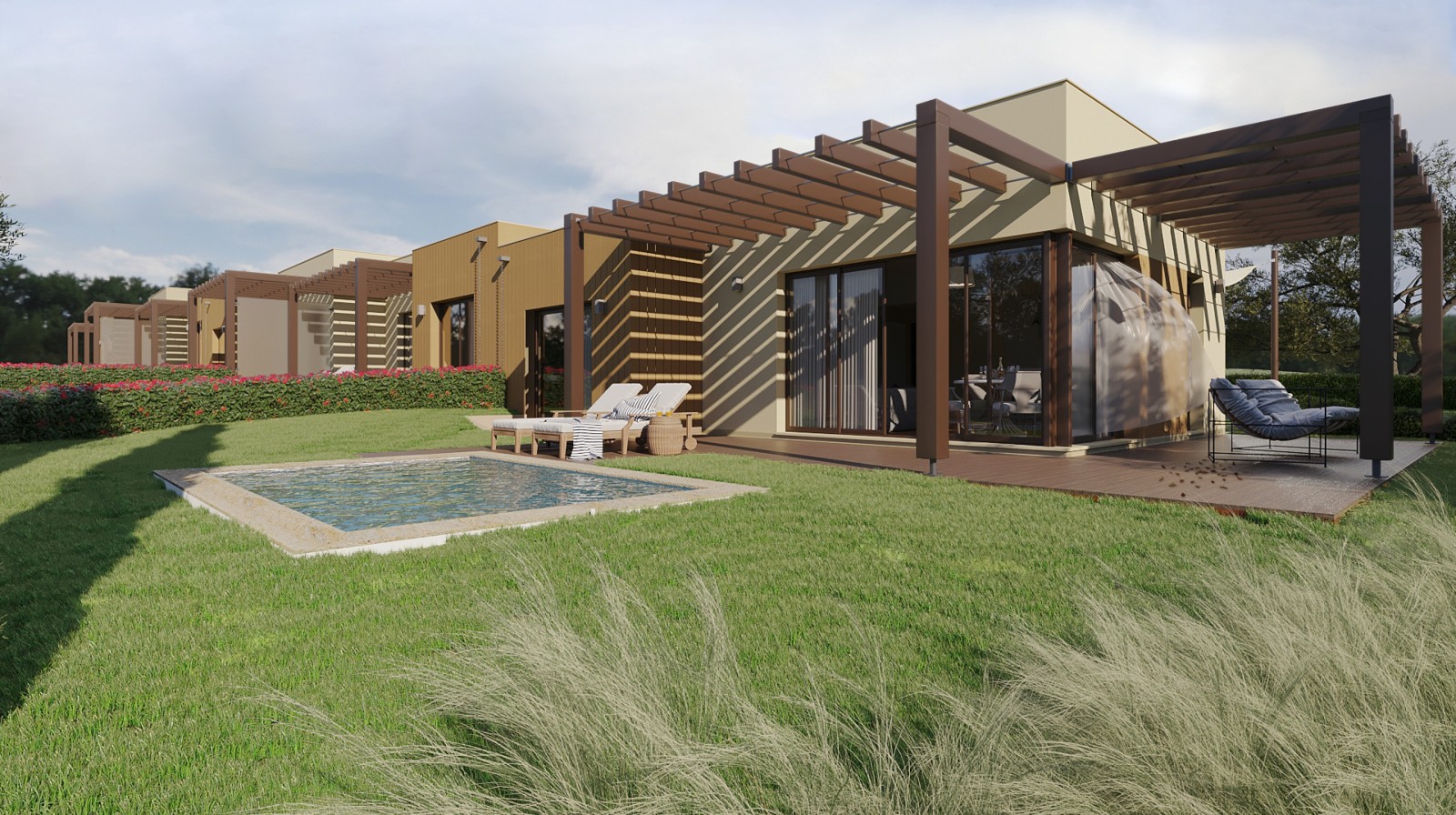 Doppelhaushälfte mit 2 Schlafzimmern und Schwimmbad, zu verkaufen, in Golf Resort, Algarve_218838
