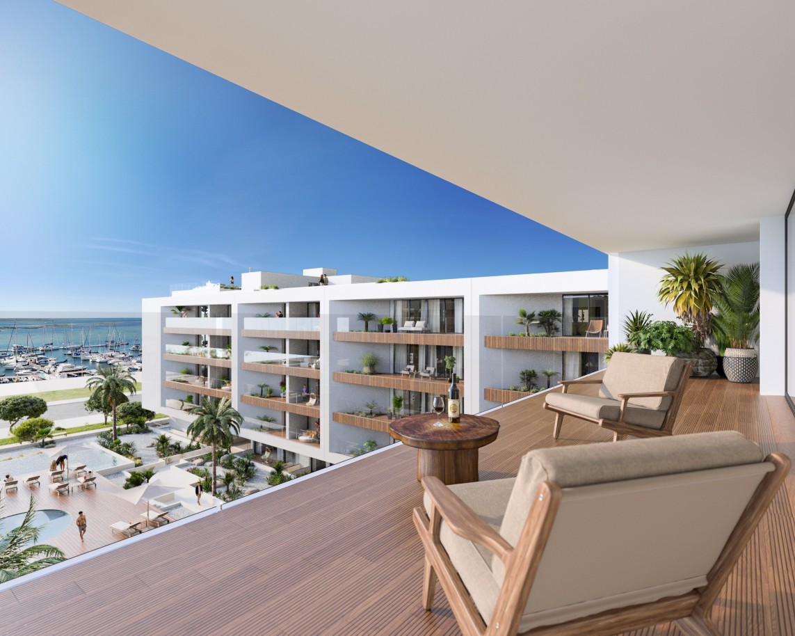 Novos apartamentos com vista mar, T1, T2 & T3, para venda em Olhão, Algarve_243699